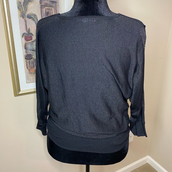 Dress Barn Black Sweater w/Cold Shoulder Sleeves - Picture 3 of 8